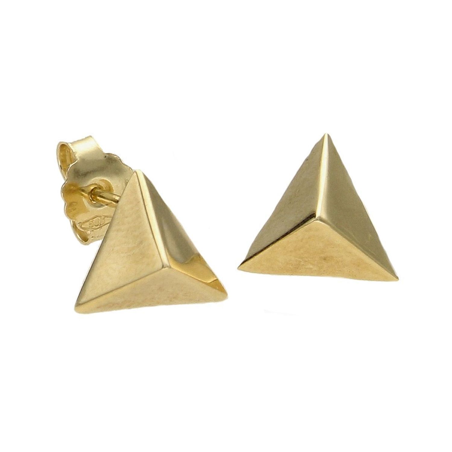 Złote kolczyki na sztyft w kształcie Piramidy 585 Dall Aqua.jpg